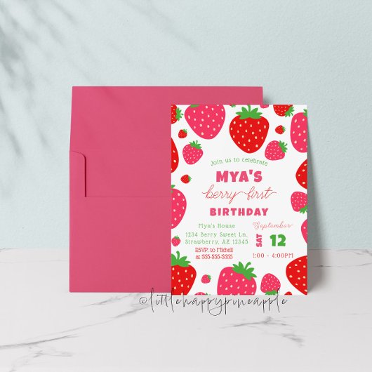 Invitation Berry fraise Premier anniversaire