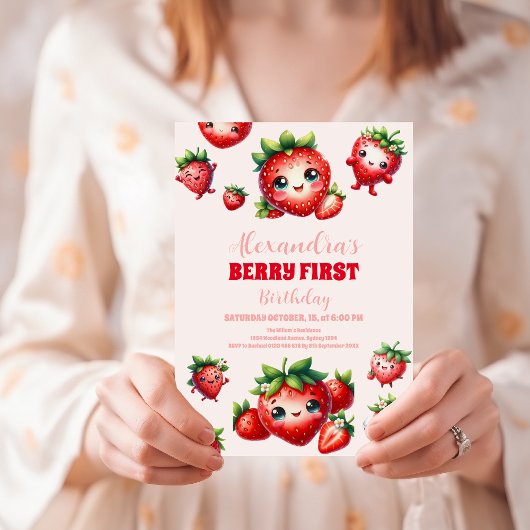 Invitation Berry fraise Premier anniversaire