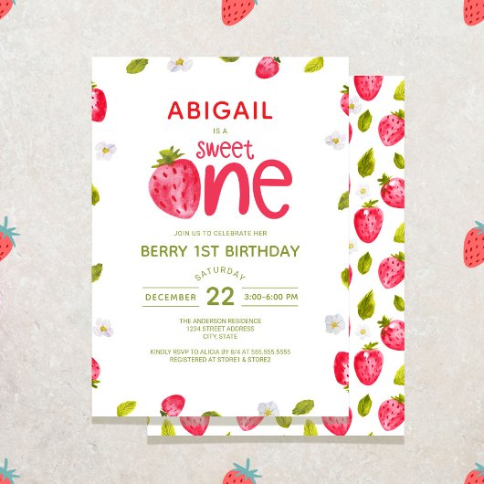 Invitation Berry fraise Premier anniversaire