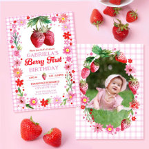 Berry fraise Premier anniversaire aquarelle photo