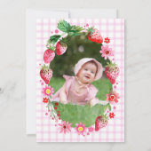 Invitation Berry fraise Premier anniversaire aquarelle photo (Dos)