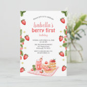Invitation Berry fraise premier anniversaire Berry Weet (Debout devant)