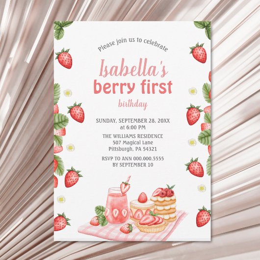 Invitation Berry fraise premier anniversaire Berry Weet