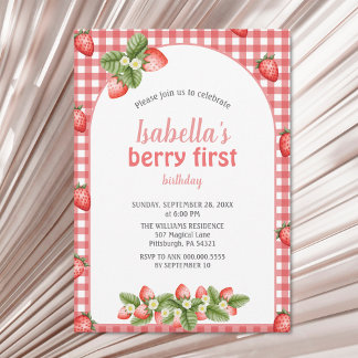 Invitation Berry fraise premier anniversaire Berry Weet