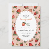 Invitation Berry fraise Premier anniversaire Vintage (Devant)