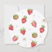 Invitation Berry fraise première fille 1er anniversaire ronde (Dos)