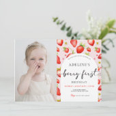 Invitation Berry fraise première mignonne 1er anniversaire Ph (Debout devant)