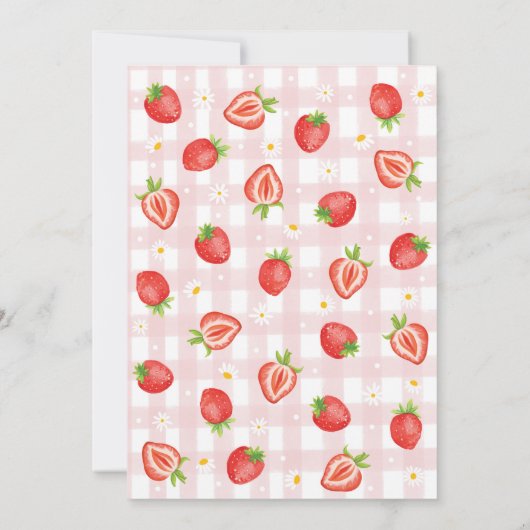 Invitation Berry fraise rouge 1er anniversaire fête (Dos)