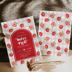 Invitation Berry fraise rouge 1er anniversaire fête