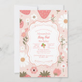 Invitation Berry fraise rouge 1er anniversaire fête (Devant)