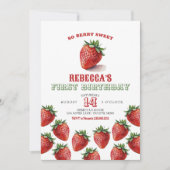 Invitation Berry fraise rouge Sweet 1er anniversaire Invitati (Devant)