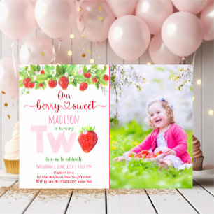Invitation Berry fraise Sweet 2e anniversaire