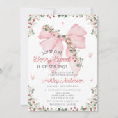 Invitation Berry fraise Sweet Bow Girl Baby shower (Devant)