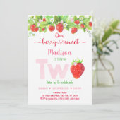 Invitation Berry fraise Sweet Floral Deuxième anniversaire (Debout devant)