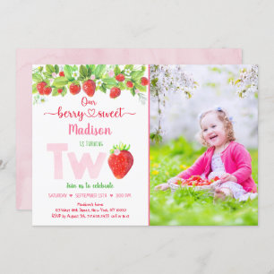 Invitation Berry fraise Sweet Floral Deuxième anniversaire