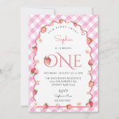 Invitation Berry fraise Sweet Premier anniversaire Wavy (Devant)
