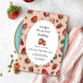 Invitation Berry fraise vintage Premier anniversaire