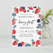 Invitation Berry framboise 1er anniversaire (Debout devant)