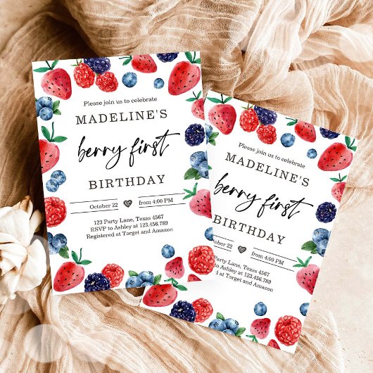 Invitation Berry framboise 1er anniversaire