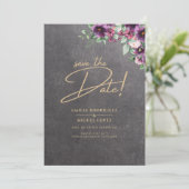 Invitation Berry gris argenté Mariage Floral hiver automne (Debout devant)