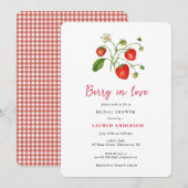 Invitation Berry in Love Fête des mariées fraise (Devant / Derrière)