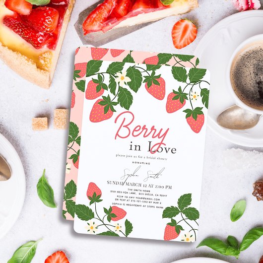 Invitation Berry in Love Floral Fête des mariées fraise