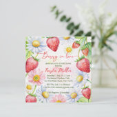 Invitation Berry in love fraise nuptiale douche (Debout devant)