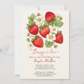 Invitation Berry in love fraise nuptiale douche (Devant)