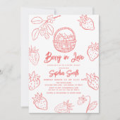 Invitation Berry in Love Hand-drawn Strawberry Bridal Shower (Devant)