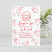 Invitation Berry in Love Hand-drawn Strawberry Bridal Shower (Debout devant)
