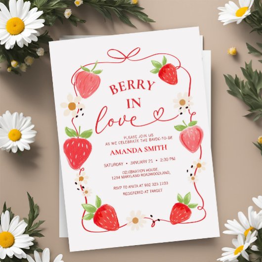 Invitation Berry In Love Red Bow nuptiale de douche Invitatio