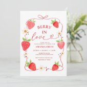 Invitation Berry In Love Red Bow nuptiale de douche Invitatio (Debout devant)