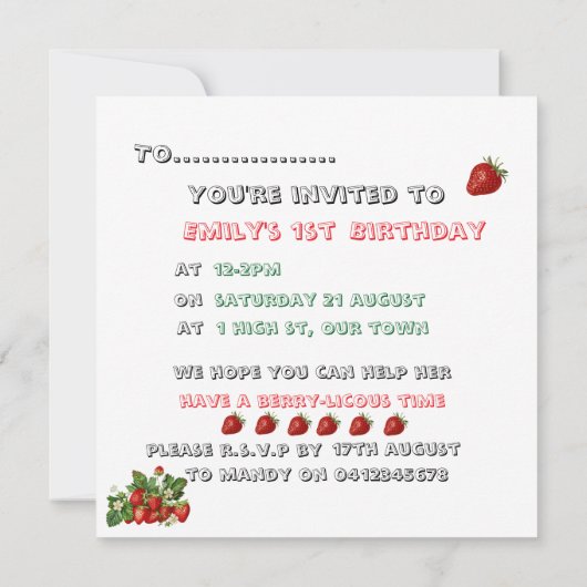 Invitation Berry-licous (Dos)