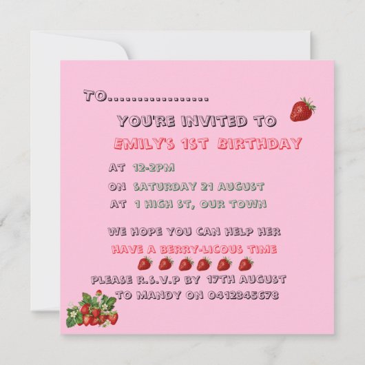 Invitation Berry-licous (Dos)