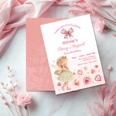 Invitation Berry Magical Fairy Girl fraise 1er anniversaire