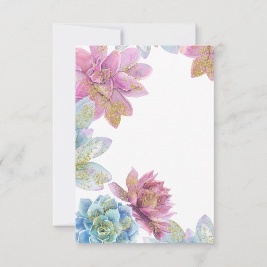 Invitation Berry Mint & Gold Garden Succulents Mariage RSVP I (Dos)