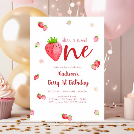 Invitation Berry One Fraise Sucrée Premier anniversaire