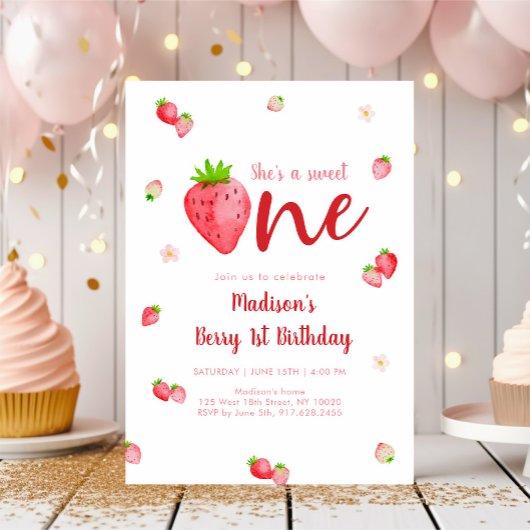 Invitation Berry One Fraise Sucrée Premier anniversaire