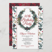 Invitation Berry| Pine Wreath 40e anniversaire (Devant / Derrière)