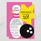 Invitation Berry Pink Bowling Bash Bowling (Devant / Derrière)