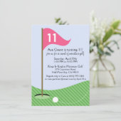 Invitation Berry Pink Let's Par-Tee Mini Golf Anniversaire (Debout devant)