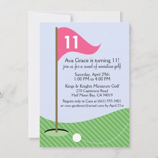 Invitation Berry Pink Let's Par-Tee Mini Golf Anniversaire (Devant)