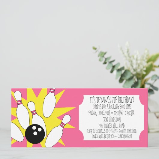Invitation Berry Pink Rolling Good Time Bowling (Debout devant)