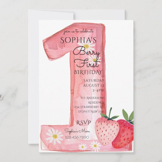Invitation Berry Premier 1er anniversaire (Devant)