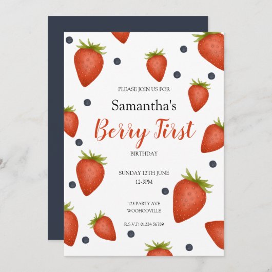 Invitation Berry Premier anniversaire (Devant / Derrière)