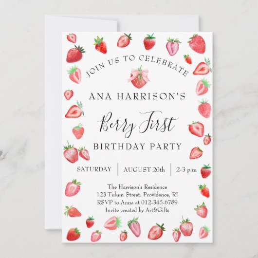 Invitation Berry Premier anniversaire 1er anniversaire (Devant)