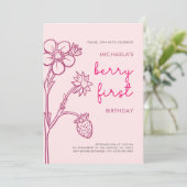 Invitation Berry Premier anniversaire 1er anniversaire fraise (Debout devant)
