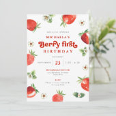 Invitation Berry Premier anniversaire Aquarelle En vichy frai (Debout devant)