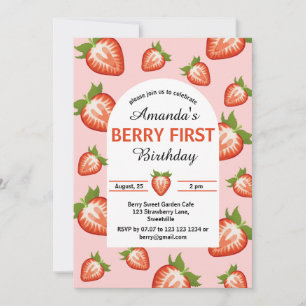 Invitation Berry premier anniversaire Berry Girl rose fraise