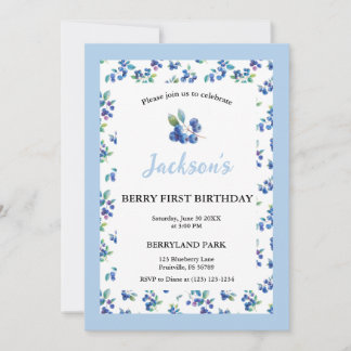 Invitation Berry Premier Anniversaire Blueberry En vichy Invi